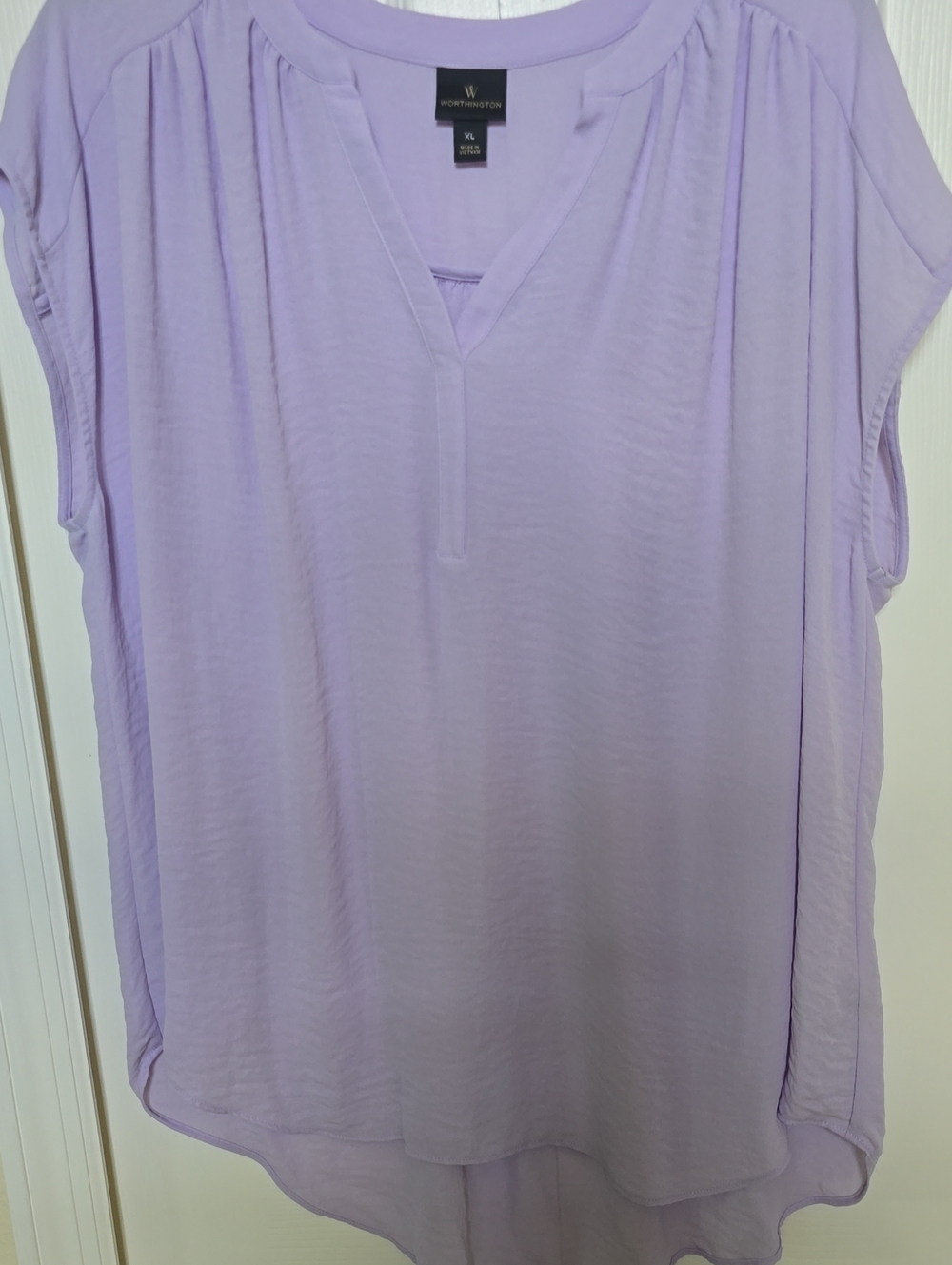 Worthington Light Lavender V-Neck Cap Sleeve Tunic